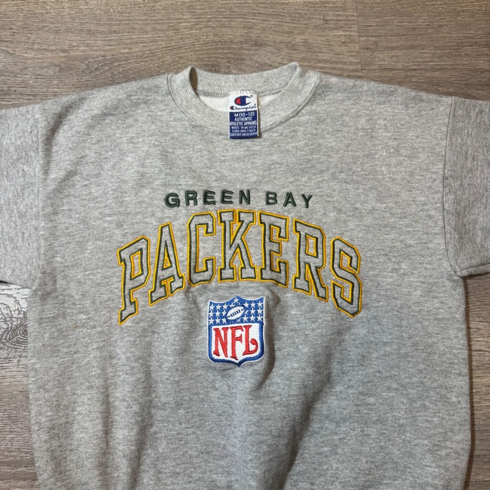 Champion Green Bay‎ Packers NFL Youth Medium 10-12 Gray Sweatshirt